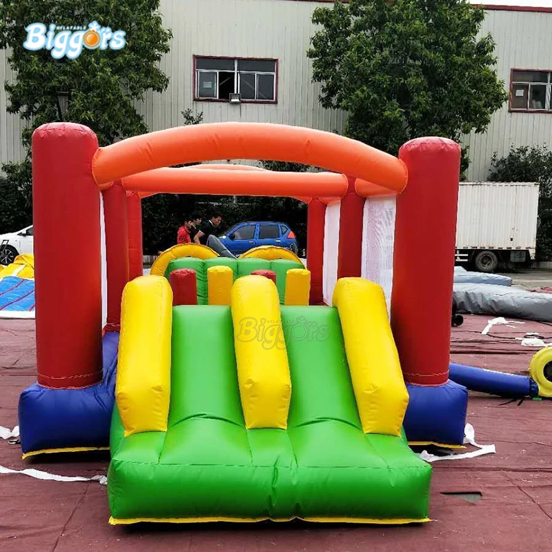 

0.55mm PVC Tarpaulin Commercial Grade Inflatable Bouncy Castle Obstacle Course With Dual Slide