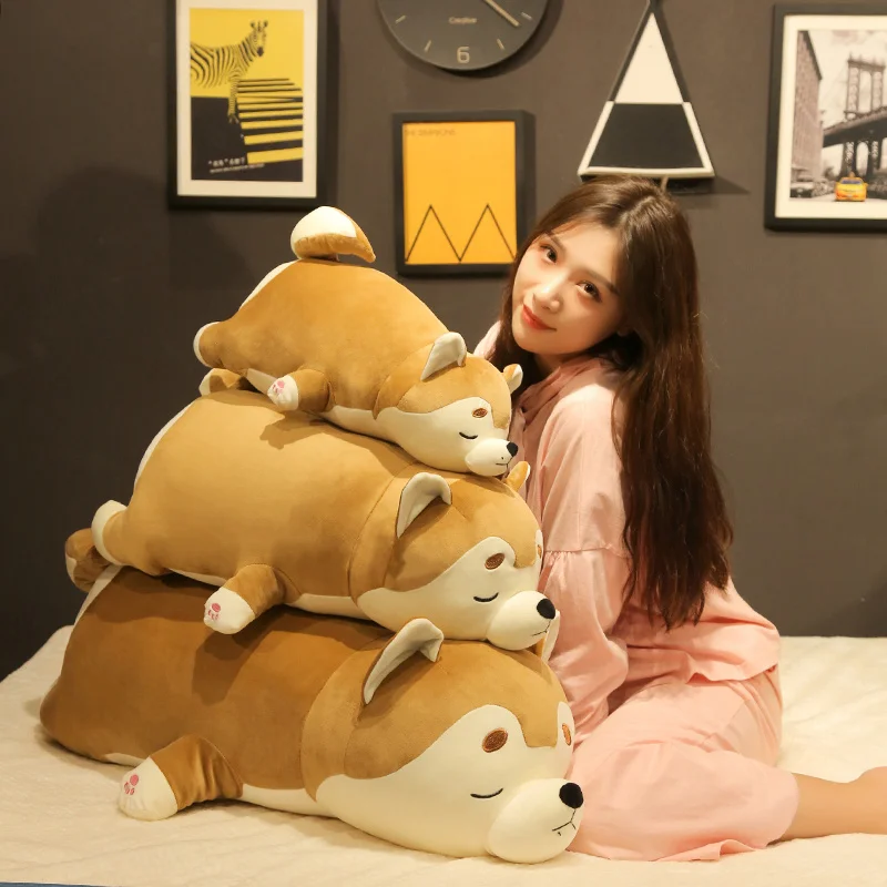 

1pc 50/70/90cm Cute Lying Husky Keji Shiba Inu Dog Plush Toys Stuffed Soft Dog Animal Pillow Cushion Kids Lovely Doll
