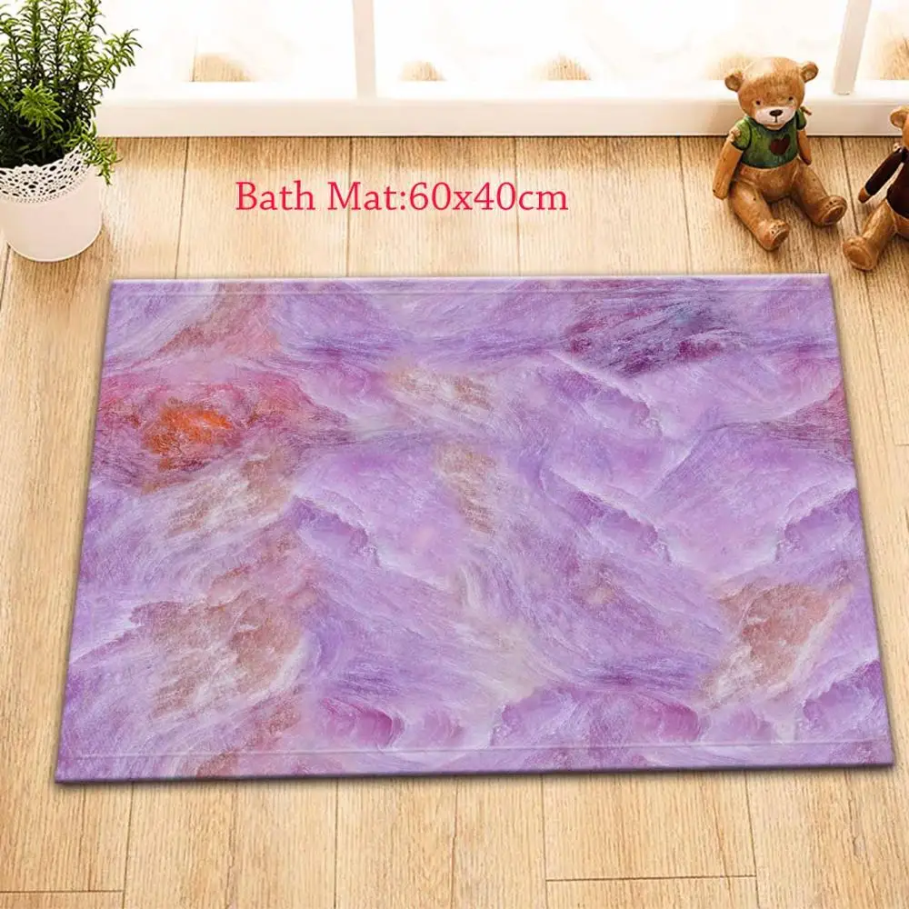 Only Mat 60x40cm LB фиолетовый набор занавесок для душа и ковриков мраморная текстура природы нордический тон водонепроницаемый полиэстер Ванная комната ткань для ванной Декор - Цвет: Only Mat 60x40cm