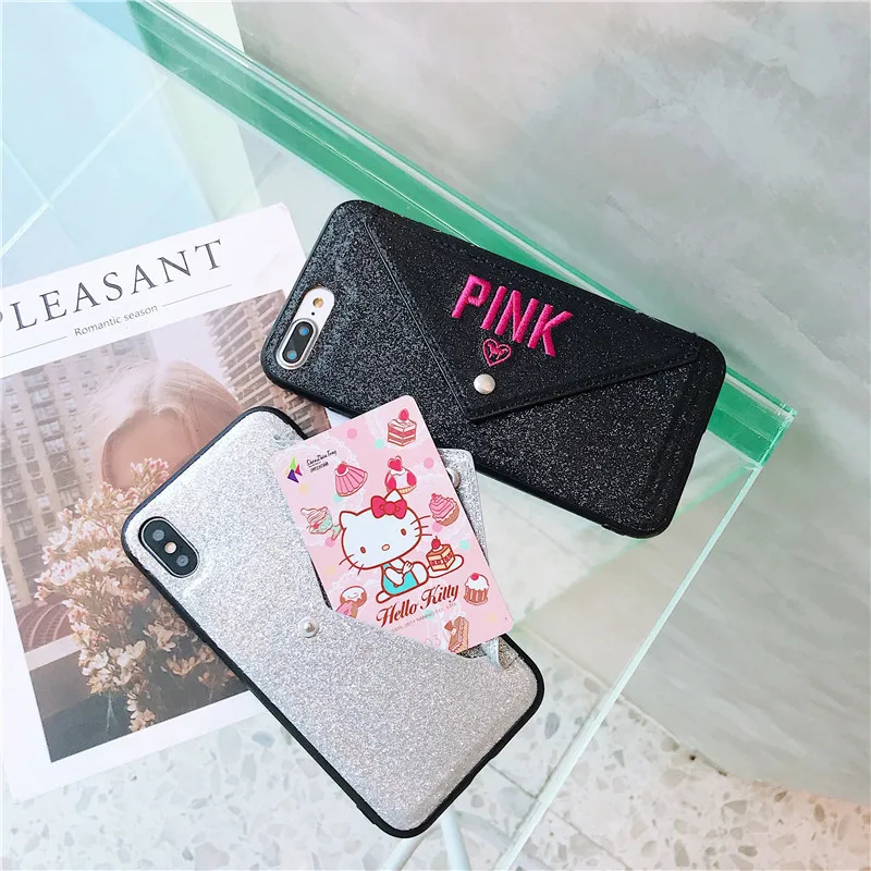 Популярный Роскошный Розовый брендовый милый кожаный чехол бумажник с вышивкой