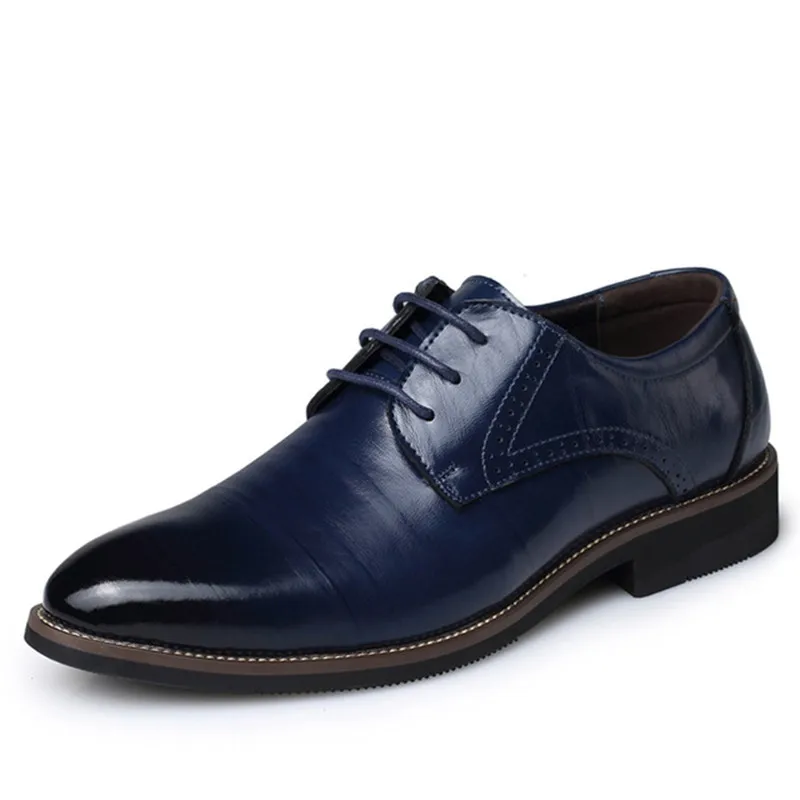 

MVP BOY 2018 New High Quality Genuine Leather Men Brogues Shoes Lace-Up Bullock Business Dress Men Oxfords Shoes Male Formal
