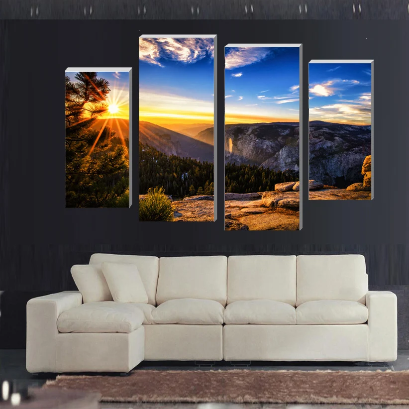 4 предмета в комплекте без рамы картины маслом на холсте солнце комплект пейзаж
