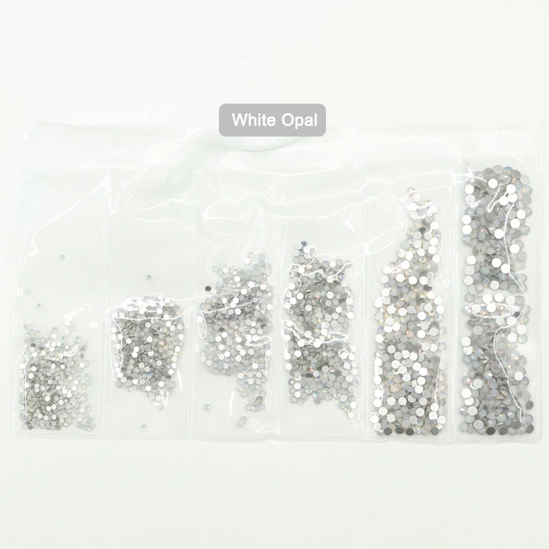 White Opal SS3-SS10 стеклянные кристаллы для ногтей Стразы для шармов дизайн ногтей декоративная перегородка AB Цвет Стразы японский дизайн ногтей - Цвет: White Opal