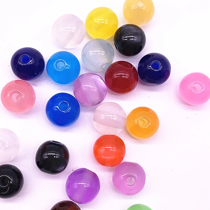 

New 50pcs/lot 8mm Imitation Natural Opal Beads Round Purple Resin Spacer Beads for Jewelry Making DIY Bracelet