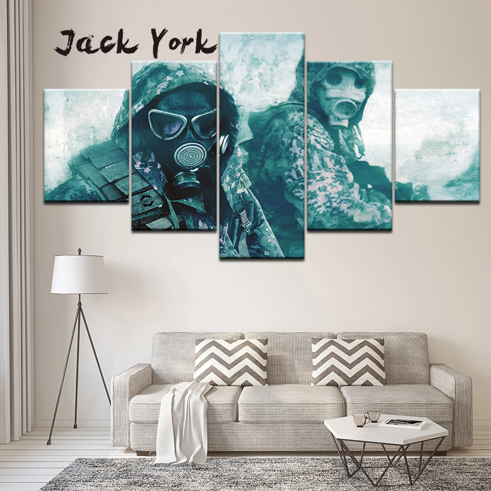 Картина на холсте два человека в маске 5 шт. Настенная картина модульные обои