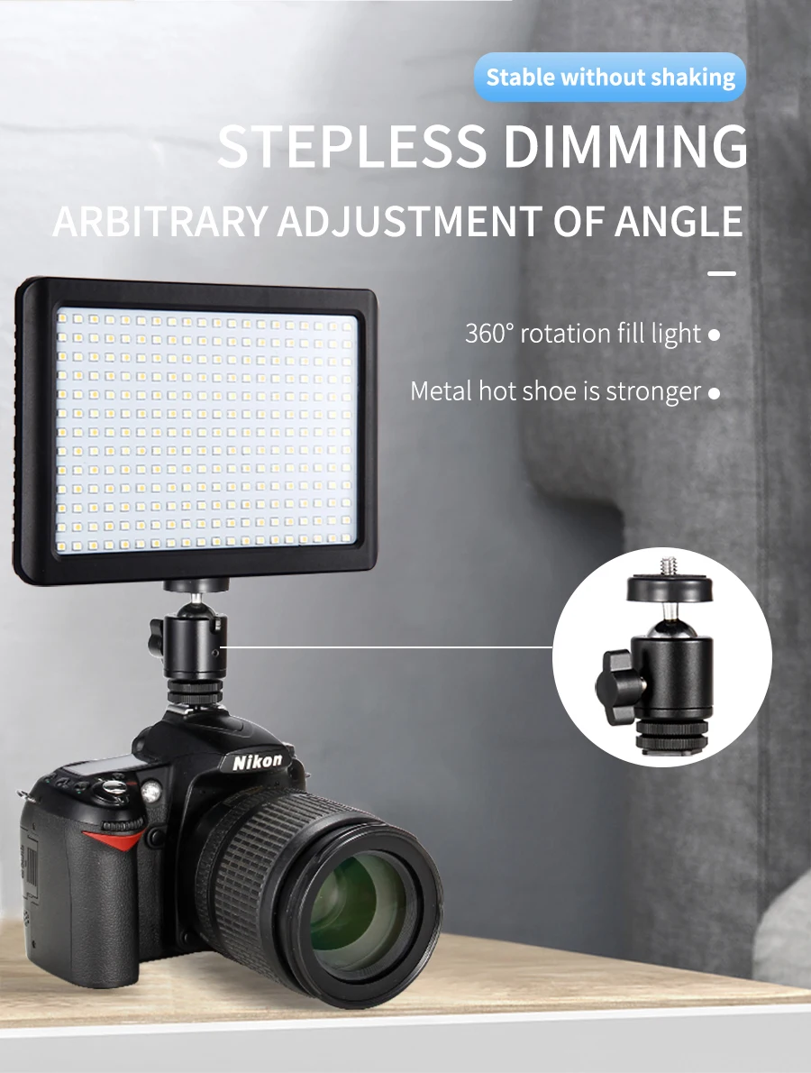 MAMEN PAD260 LED Fill Light 3200-6000K Professional Photography Lamp Stepless Dimming For Camera Sony Canon Nikon DV Video Light