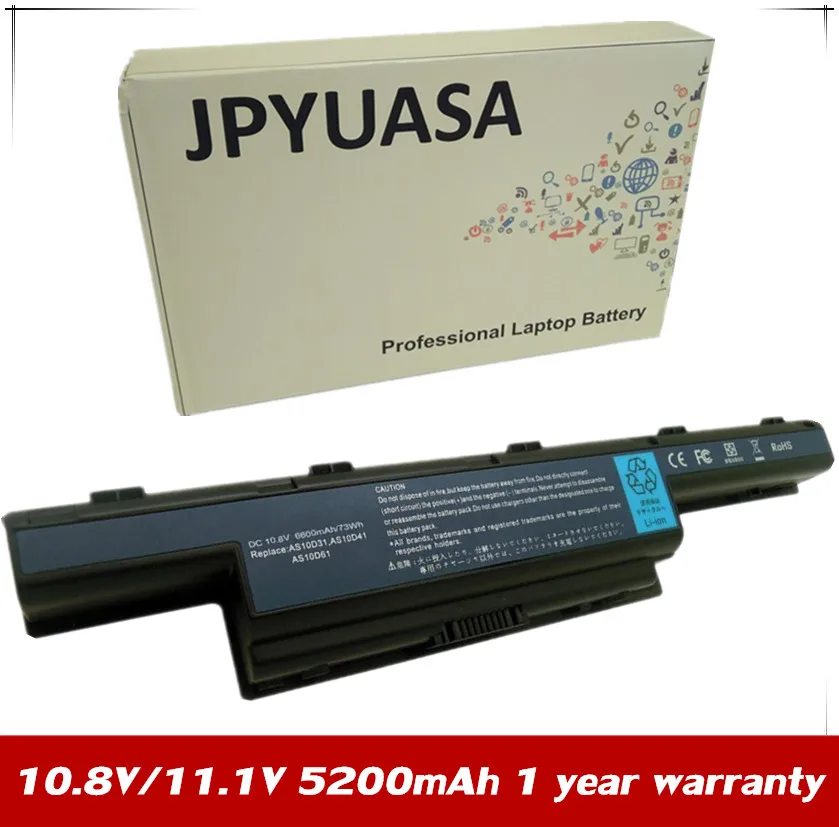 7XINbox 10 8 V 11 1 5200mAh Аккумулятор для ноутбука Acer Aspire V3 551G 571G Series 31CR19/65 2|Аккумуляторы