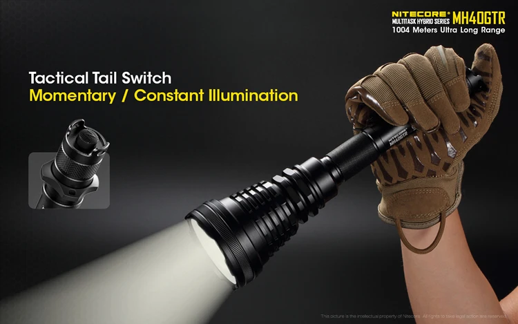 NITECORE MH40GTR DC зарядный светильник-вспышка CREE XP-L HI V3 max 1200 люмен луч бросок 1004 м тактический фонарь для охоты спортивный светильник
