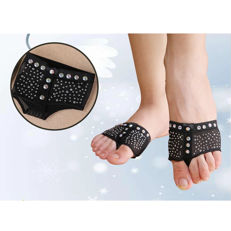 Черные подушечки для ног с блестящими стразами стринги полутуфли лапы танцев
