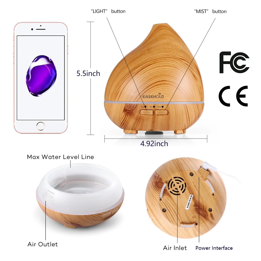 Ультразвуковой увлажнитель воздуха с эфирными маслами EASEHOLD Clearance 150 мл для