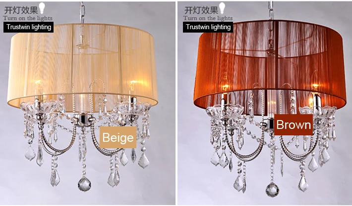 Современная винтажная хрустальная люстра с тканевым абажуром для фойе гостиной