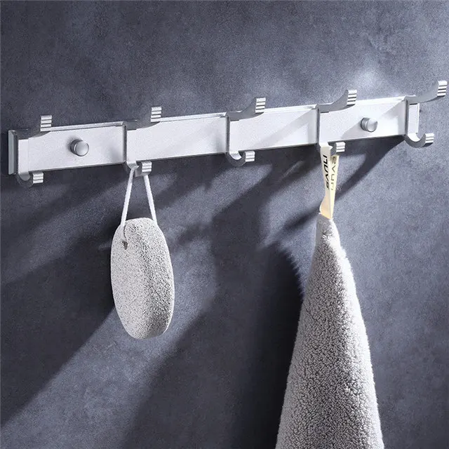 5 rows hooks Аксессуары для ванной комнаты Набор Алюминий Полотенца вешалка, полки для ванной крюк Бумага держатель Полотенца Бар держатель для туалетной щетки набор аксессуаров для ванной - Цвет: 5 rows hooks