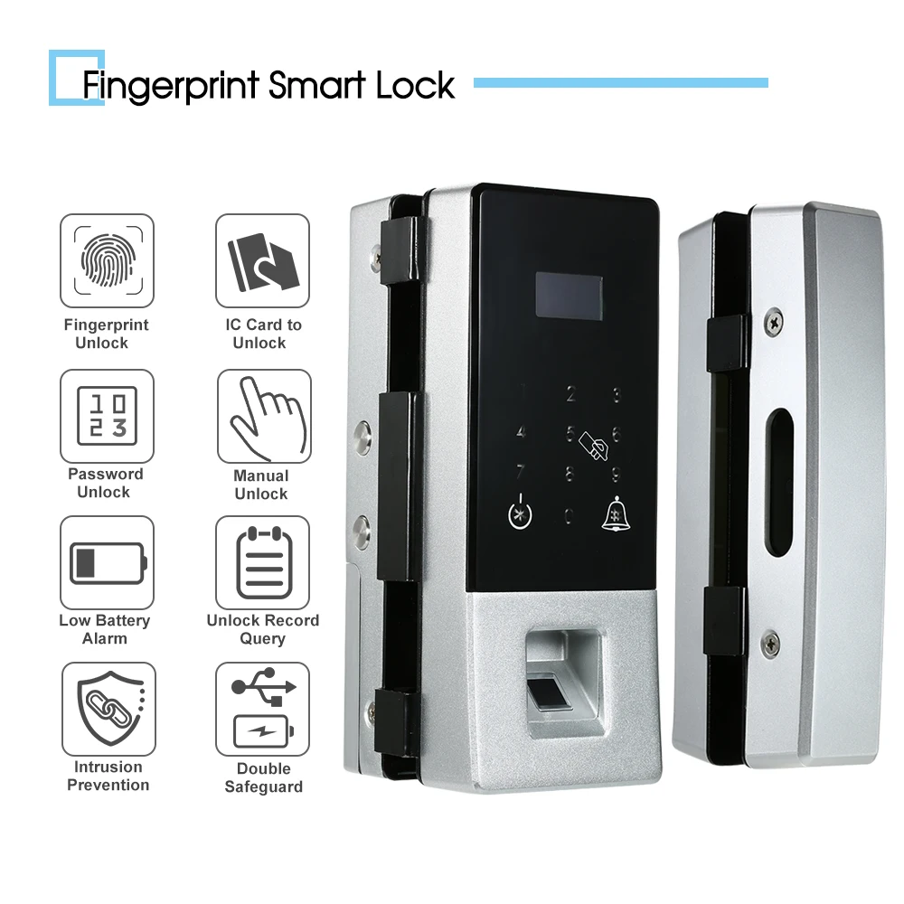 Дверной смарт замок биометрический дверной со сканером отпечатков пальцев