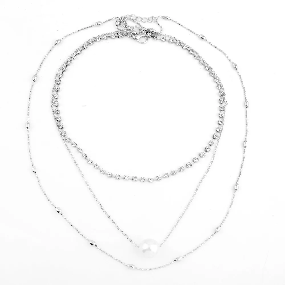 3 шт./компл. богемное колье с искусственным жемчугом и кристаллами для женщин