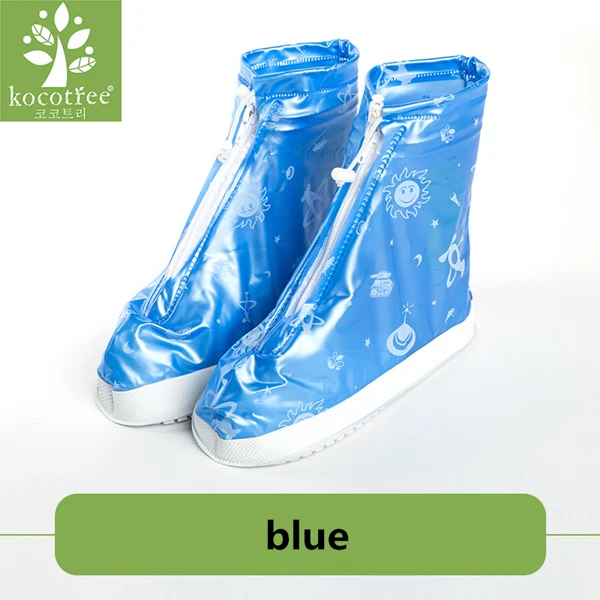 blue Kocotree/Детская многоразовая непромокаемая обувь; Детские утепленные непромокаемые сапоги; нескользящая обувь на плоской подошве с рисунком - Цвет: blue
