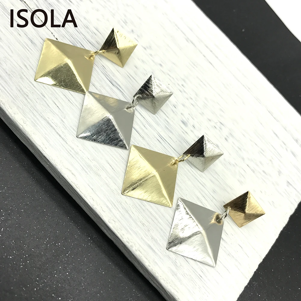Минималистичные полые многоярусные серьги ISOLA очаровательные квадратные капли