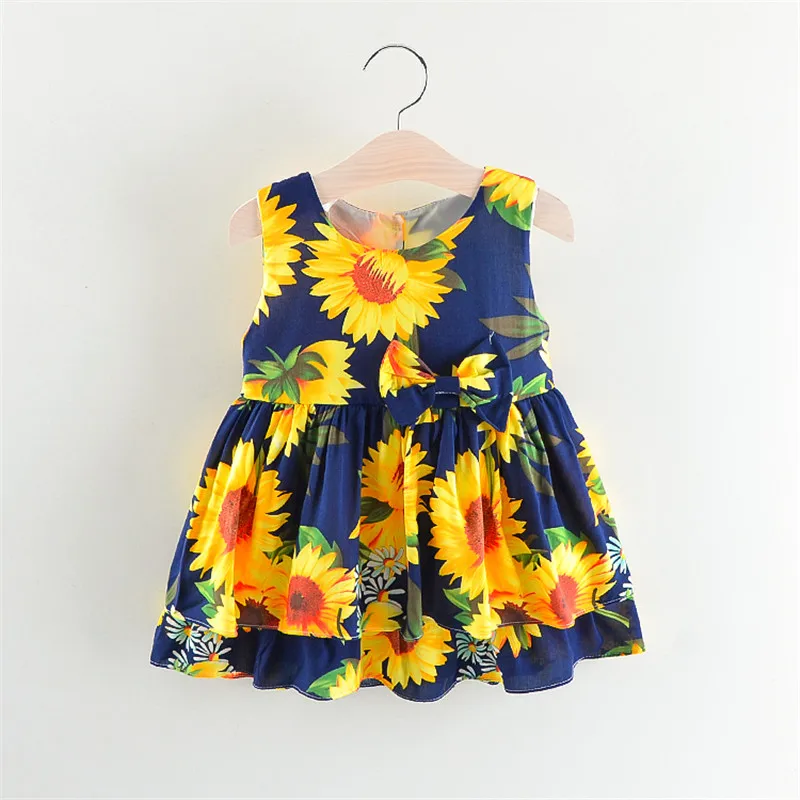BibiCola/летние платья для девочек 2018 платье с принтом подсолнуха Детские Костюмы