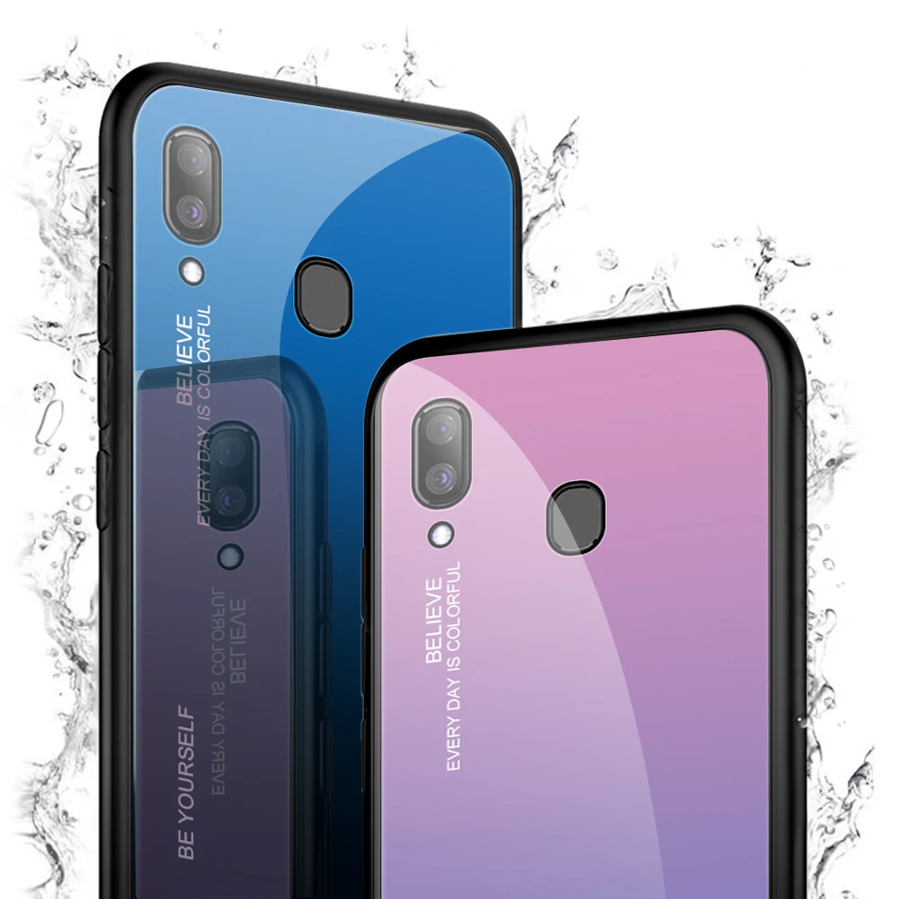 Для samsung Galaxy A20E A20S A20 градиентный чехол из закаленного стекла для samsung Samsun A20 E S A 20e A20e Aurora цветная задняя крышка