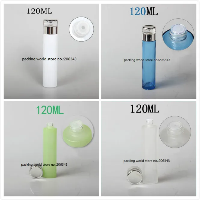 120ml pearl white/green/blue/frosted glass bottle with silver lid plastic stopper for serum/lotion/emulsion skin care packing