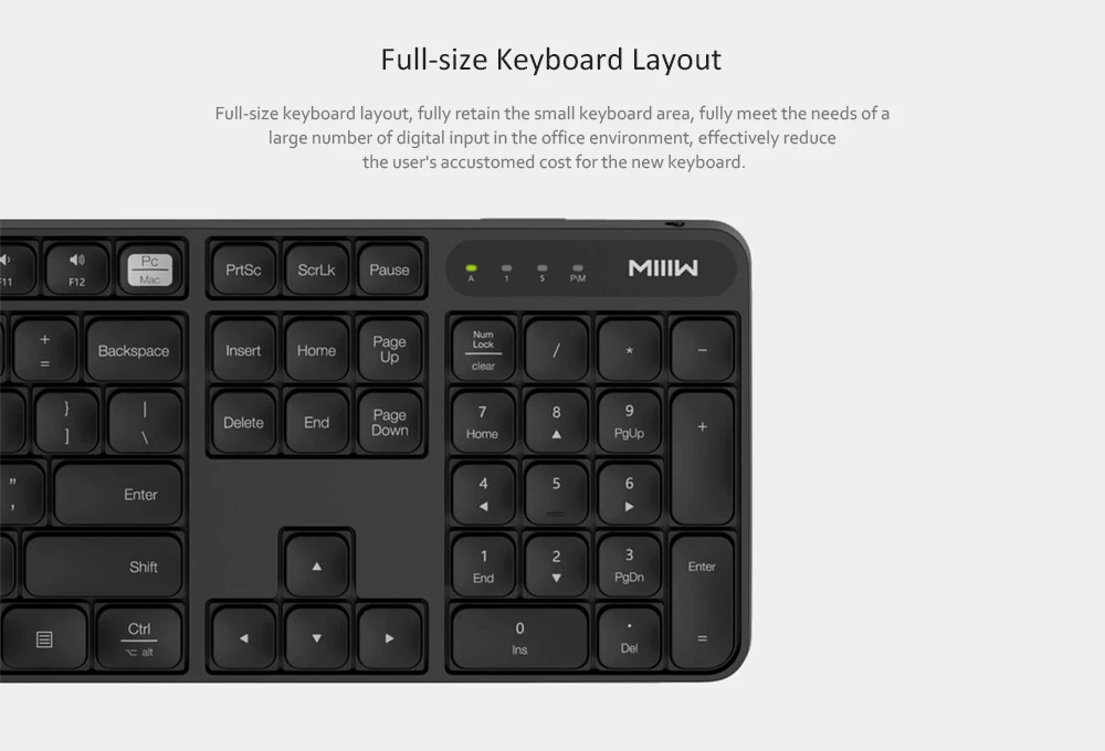 Портативная беспроводная клавиатура и мышь Xiaomi MIIIW для офиса и дома, набор 104 клавиш 2,4 ГГц, многофункциональная беспроводная клавиатура