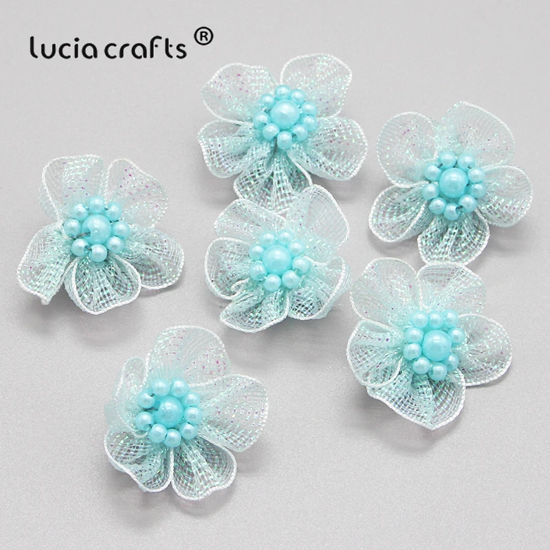 Lucia crafts 12 шт/24 шт 3 см Шелковый цветок Девушки Бутик мини бант для волос Головные уборы DIY Одежда ручной работы аксессуары B0904