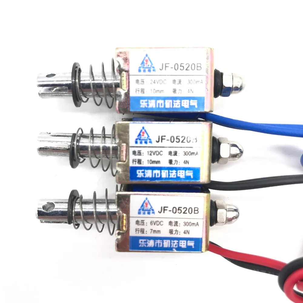 Pull Type JF-0520B DC 6V 12V 24V линейный Электромагнит 300mA Force 4N Travel 10mm