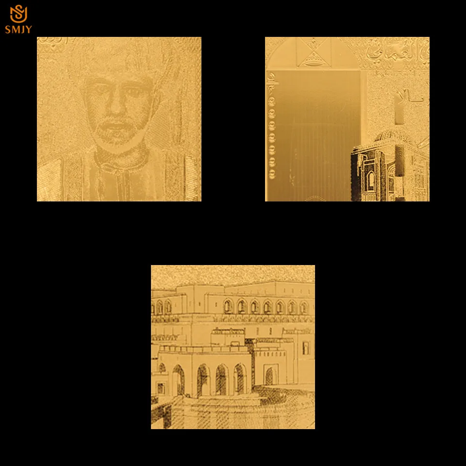 Оман Золотая банкнота 20 оманьская риал 24k позолоченная бумага сувенирные деньги
