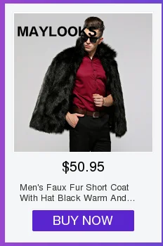 Men's Faux Fur Long Coat Brown/black Warm And Comfortable Winter New Brand Maylooks Hn128
