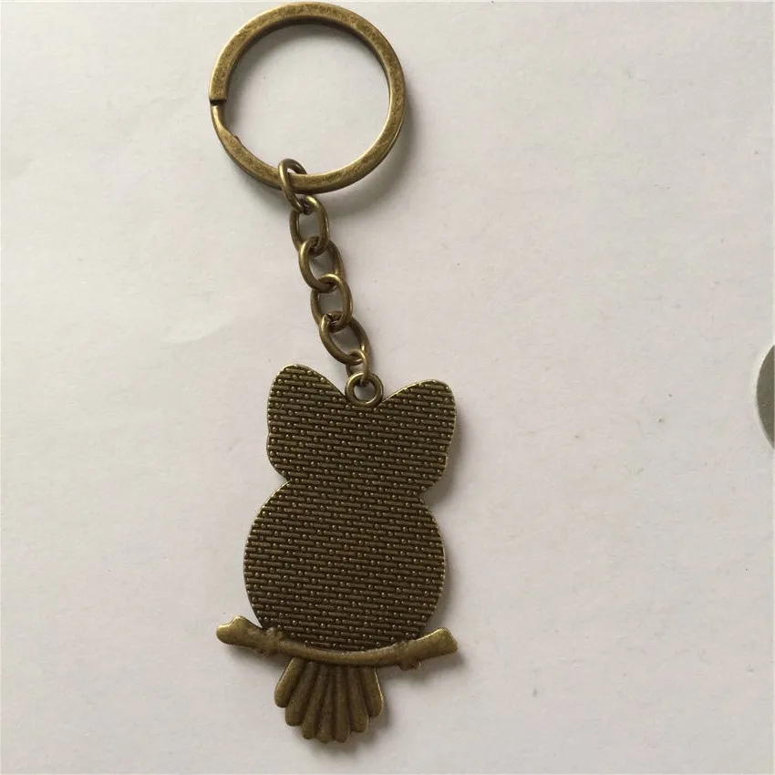 

owl blank key chains for sublimation fashion retro vintage Antique key ring jewelry for thermal transfer printing A4229