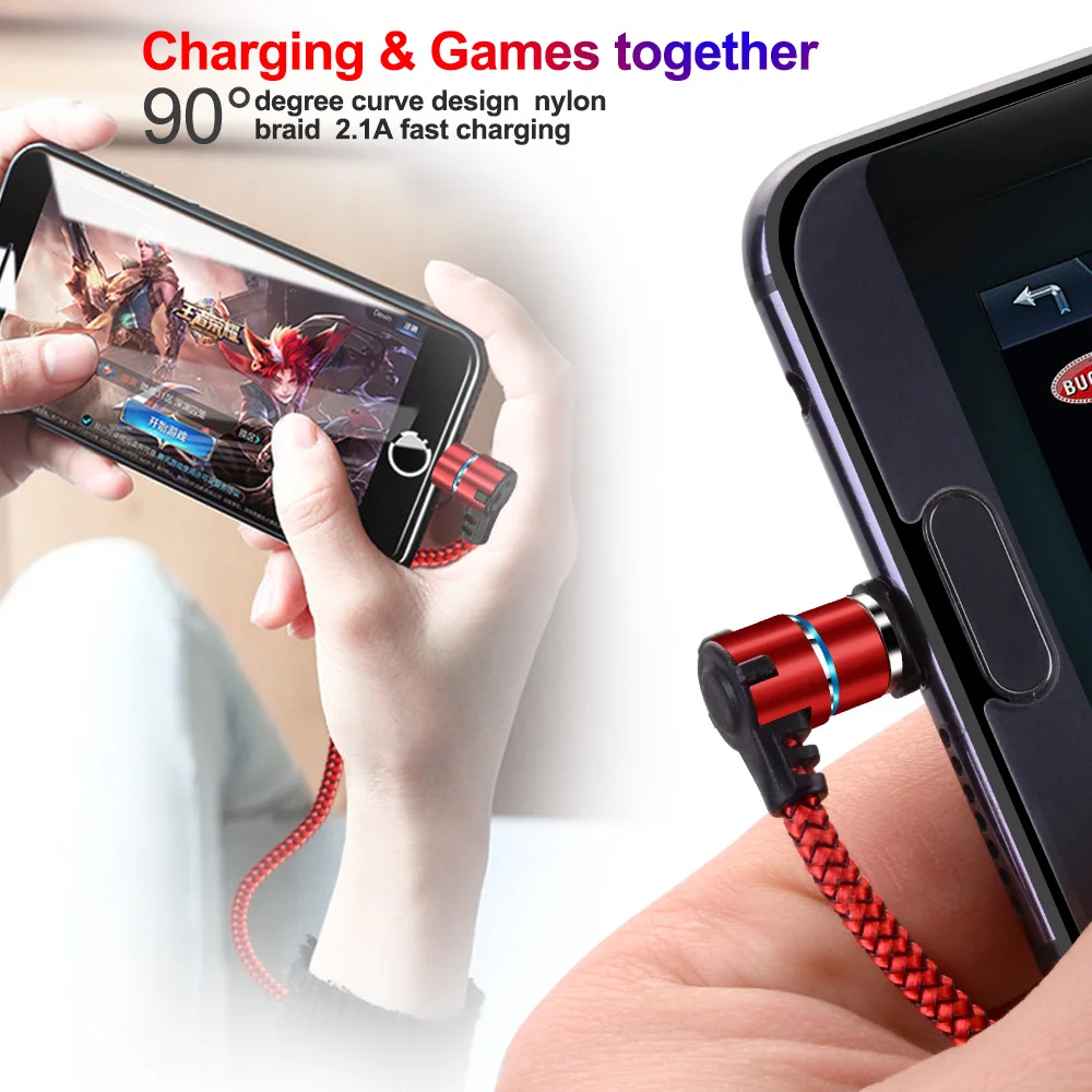 5А Магнитный зарядный USB кабель 90 градусов L Type C Micro для освещения IPhone 7 8 X