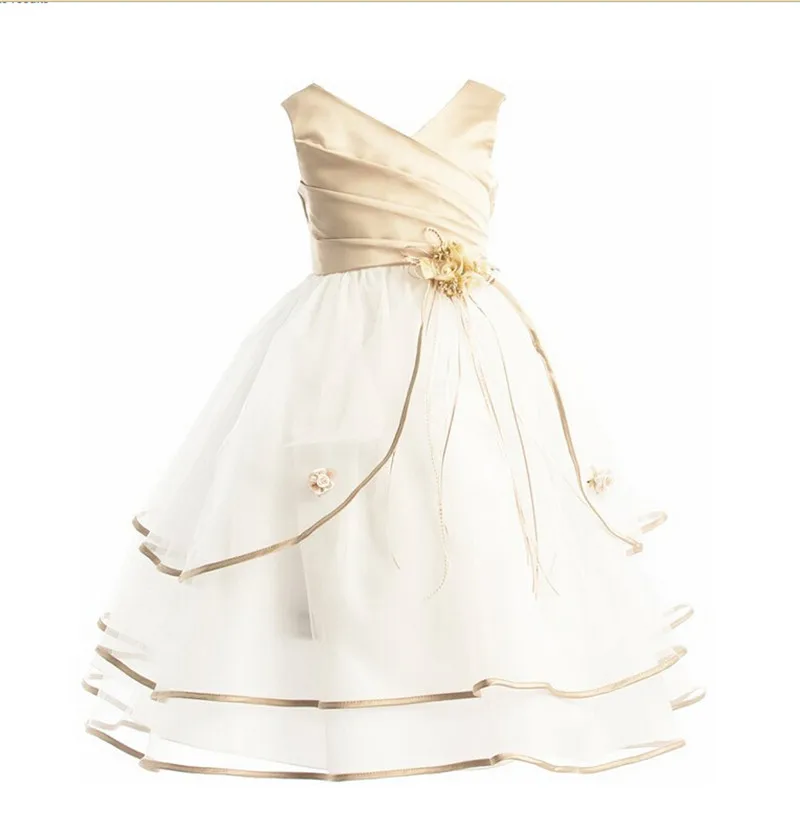 Роза Цветок Девочки Платья Для Свадьбы Pageant Пром Крещение Партия Невесты Платье