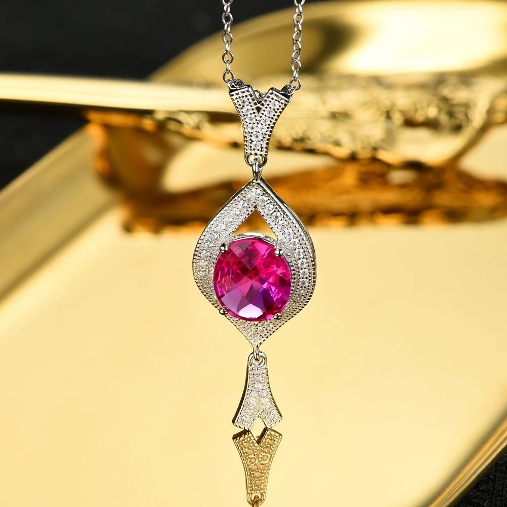 L &amp zuan 5.28ct розовые подвески с рубинами для женщин подвеска из стерлингового
