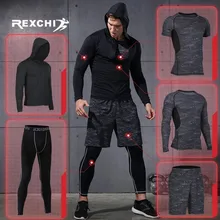 Rexchi 5 шт./компл. Для мужчин спортивный костюм тренажерный зал Фитнес сжатия Одежда для бега спортивная одежда тренировки колготки