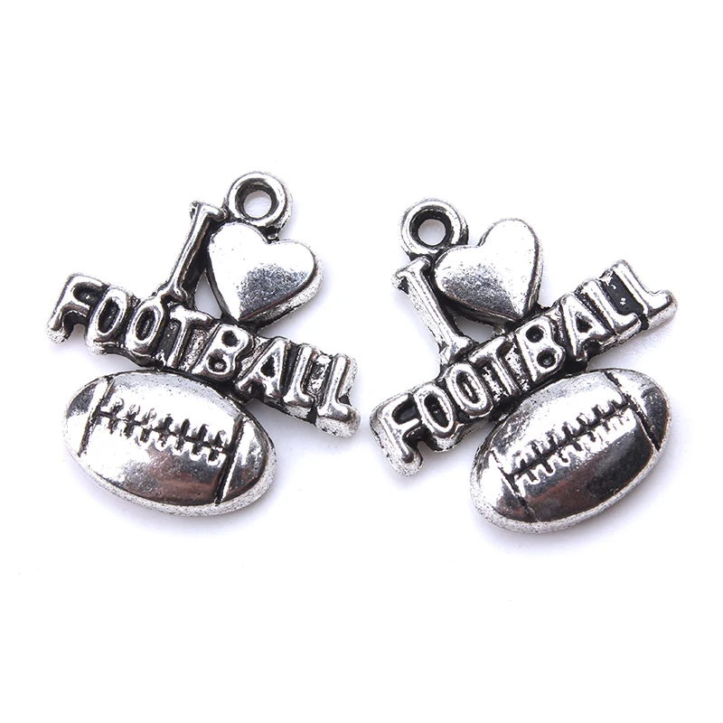 10pcs/lot 20mm x 18mm Charm Silver Alloy I Love football DIY Bracelets Jewelry Necklaces Accessories Pendant | Украшения и