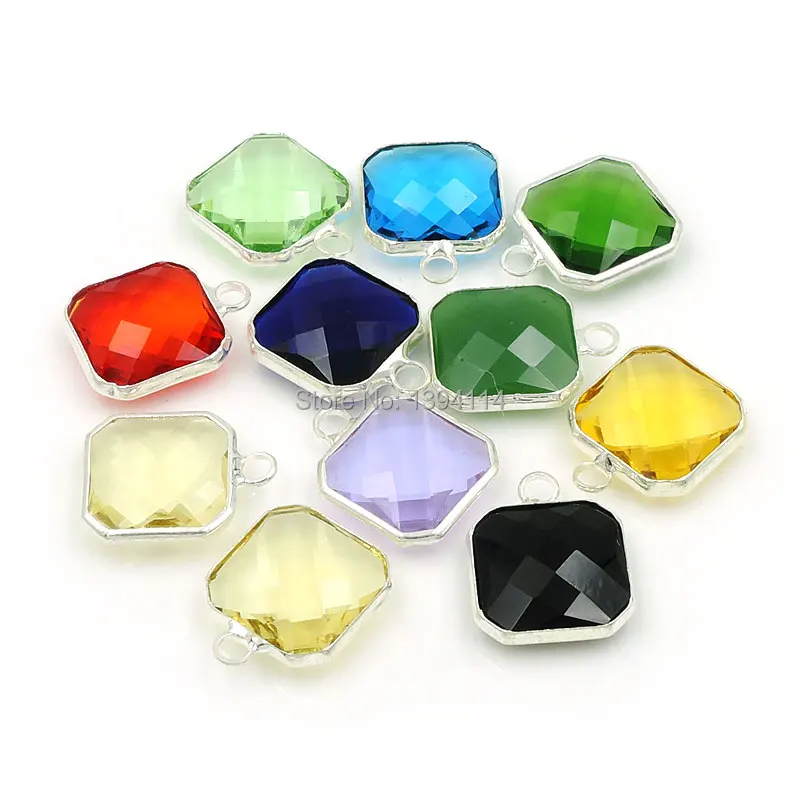 Смешанные цвета стеклянные кварцевые граненые Квадратные бусины медные