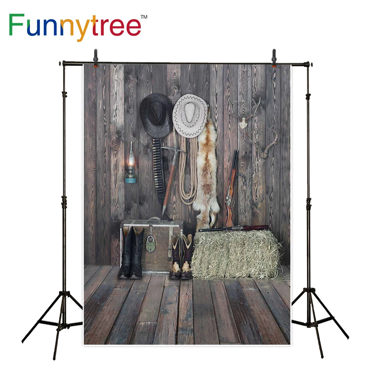 

Фоны для фотосъемки Funnytree с изображением норкового охотника инструментов стога сена искусственная шляпа ковбойский фон для студийной фото...