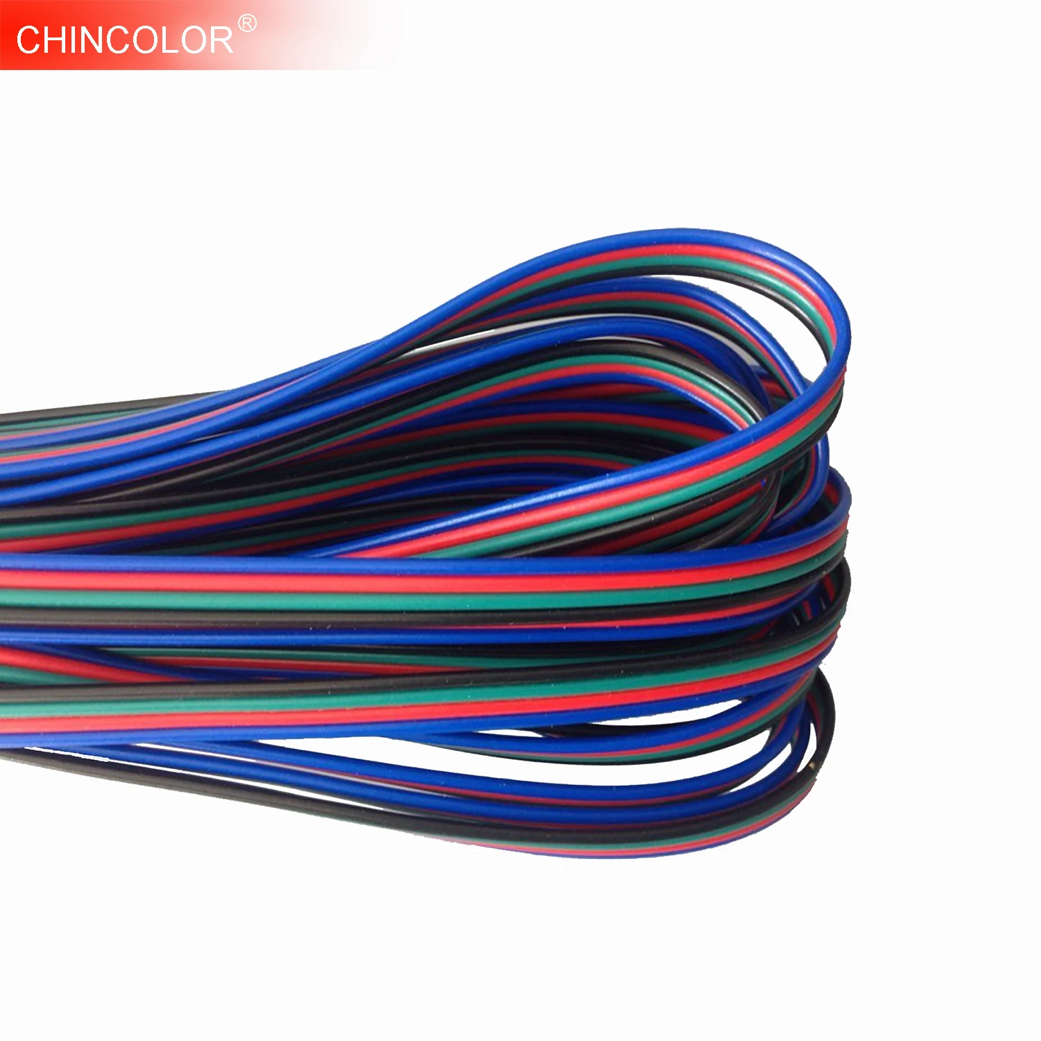 Удлинительный RGB кабель 10 м 4 контакта 22AWG + черный провод шнур соединитель для