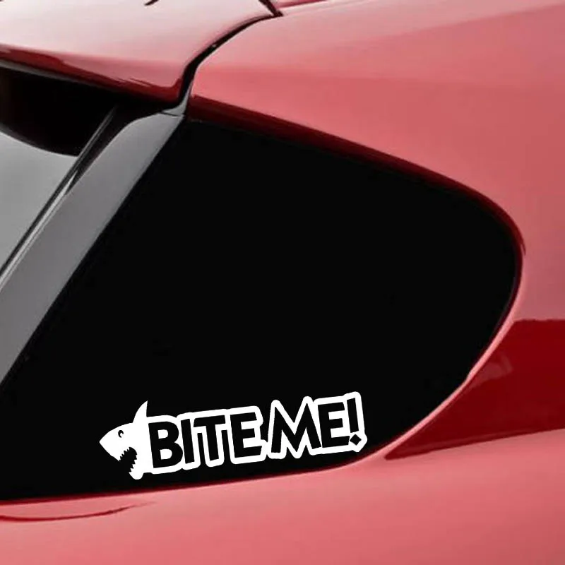 YJZT 15 см * 4 3 SHARK BITE ME забавные домашние Виниловая пленка для оклеивания автомобилей