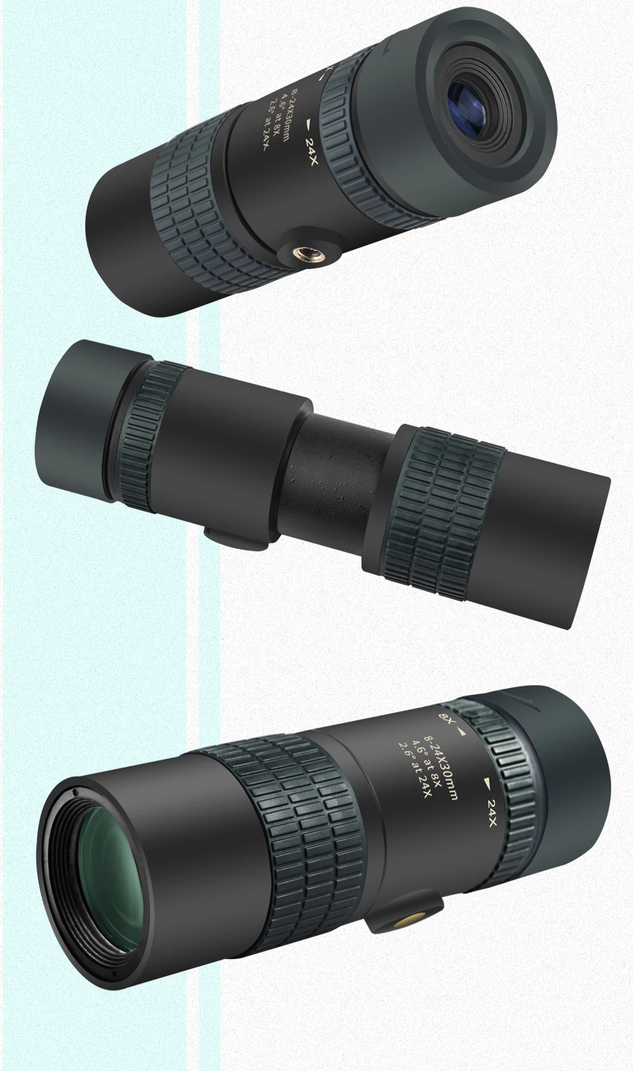 BIJIA 8-24x30 Professional HD Zoom Monocular High Quality Pocket Hunting Telescope Optical BAK4 Prism with Tripod Interface