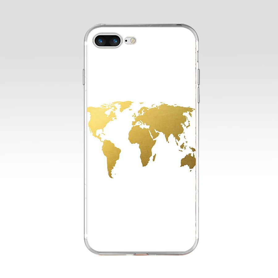 Мягкий силиконовый чехол из ТПУ с изображением золотой карты мира 161AQ для Apple iPhone 6