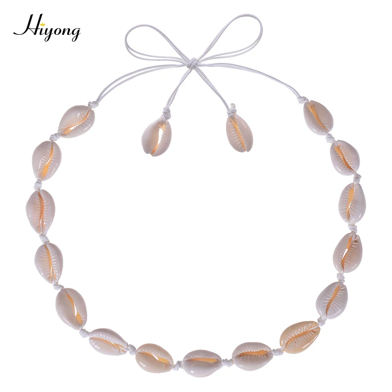 Shell Necklace-11 HIYONG, новая мода, натуральный Каури, ожерелье, ручная работа, Тканое, регулируемое, бохо, Гавайское море, пляж, чокер для женщин, девушек, ювелирное изделие - Окраска металла: Shell Necklace-11