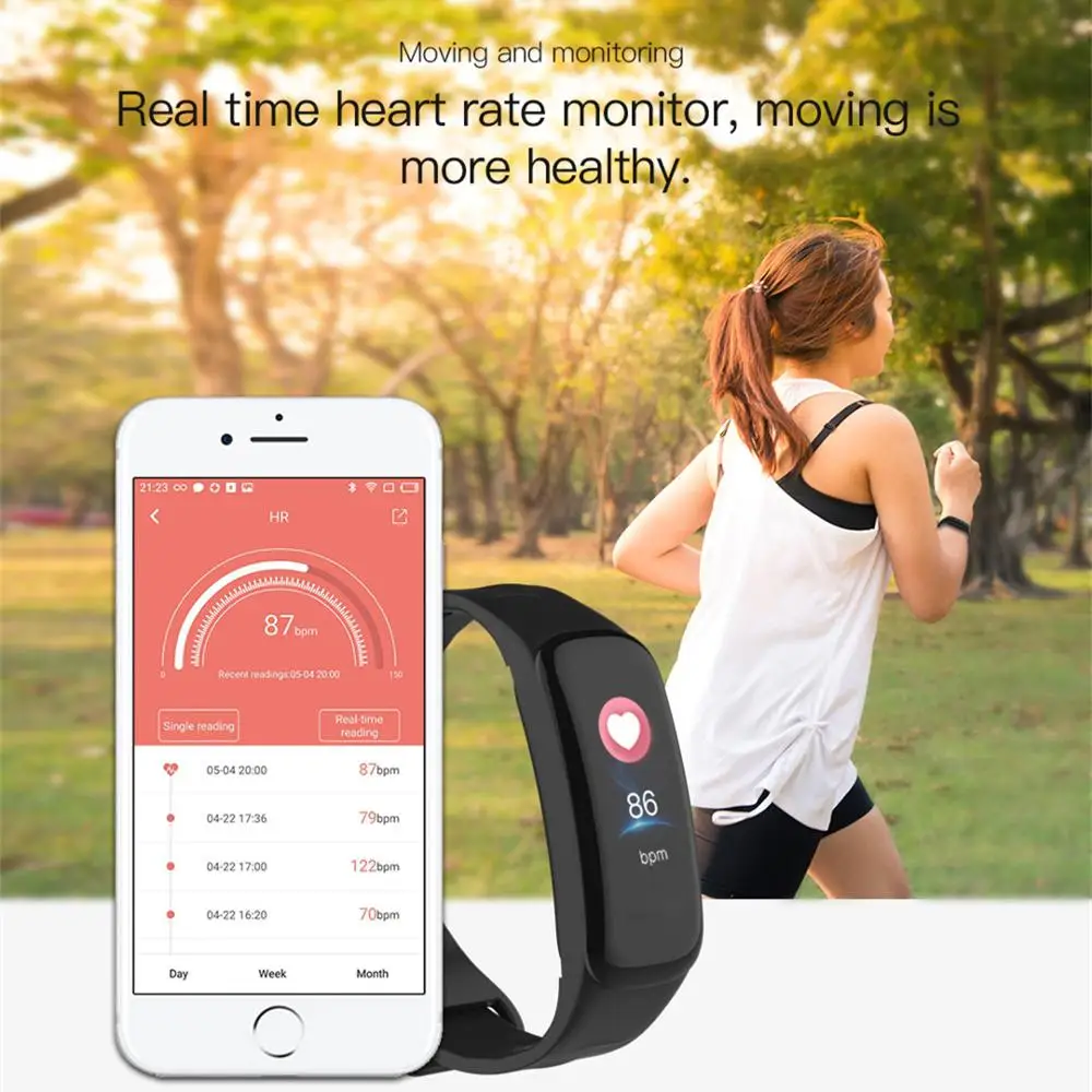 Фитнес C1Plus смарт браслет цветной экран измерение артериального давления