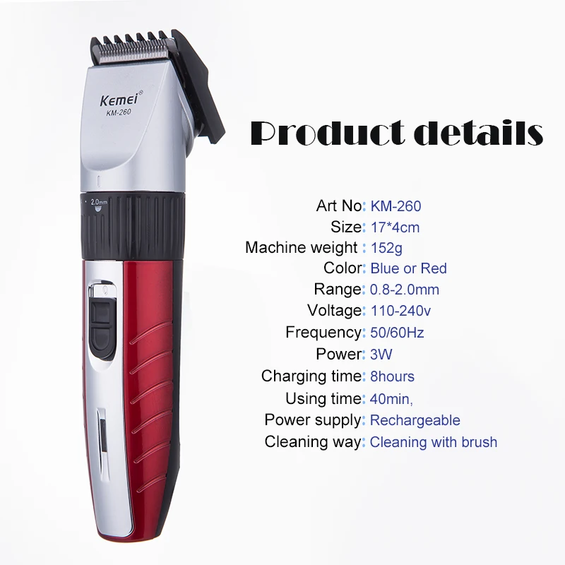Kemei электрическая машинка для стрижки волос перезаряжаемая триммер бороды
