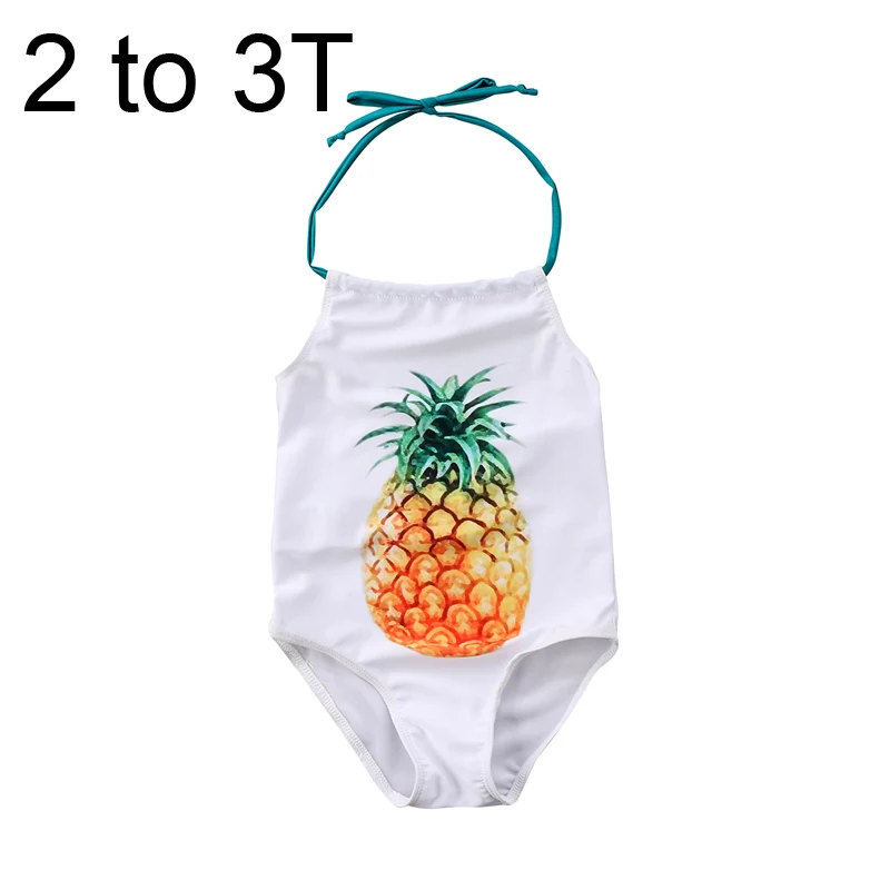 pineapple 2 to 3T Цельный купальник для маленьких девочек, милый купальник с изображением ананаса, купальник с изображением клубники, бикини, пляжный купальный костюм - Цвет: pineapple 2 to 3T