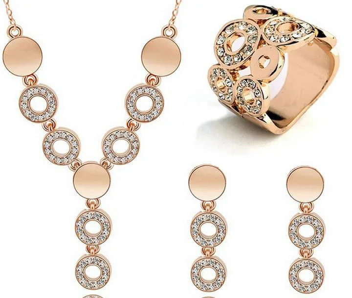 Комплект из колье серёг и кольца с австрийским кристаллом|wedding necklace|jewelry setswomen jewelry