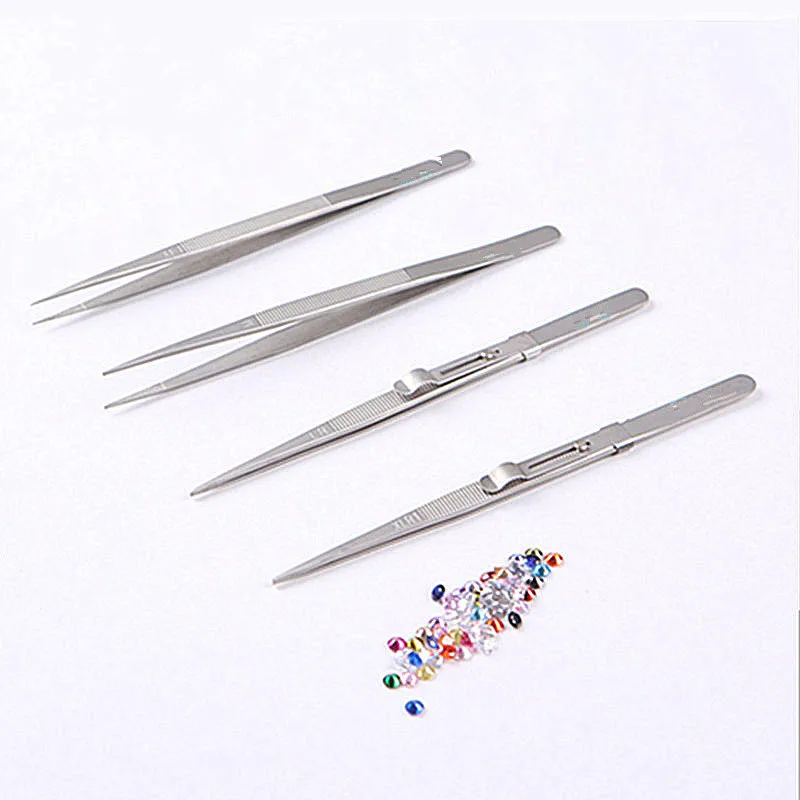 

Free Shipping 2pcs Diamond Tweezers With Slide Lock In Handling Holder Clamp Tong Loose Gemstones, Jewelry Picking Up Tools