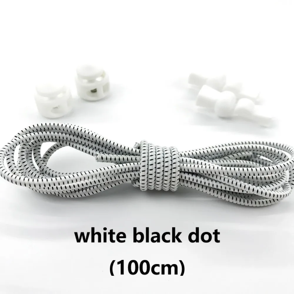 white black dot Новые забавные гаджеты удобный замок красочные эластичные без лаччи силиконовые шнурки ленивые шнурки для обуви спортивные для кроссовок - Цвет: white black dot