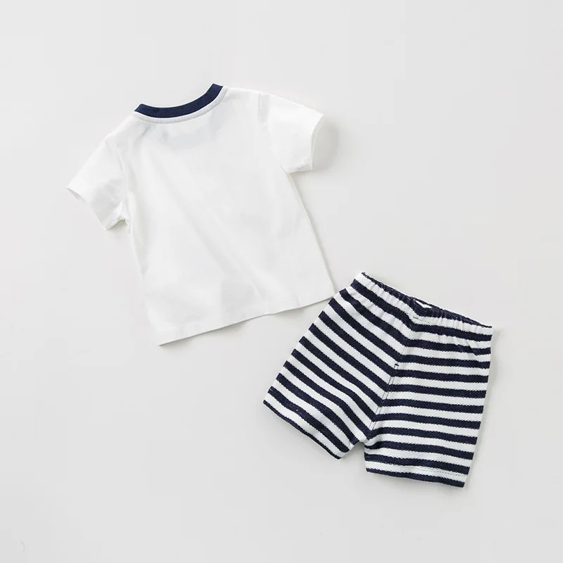 DB10466 dave bella summer baby boys fashion clothing sets casual short sleeve suits children steamboat print clothes |