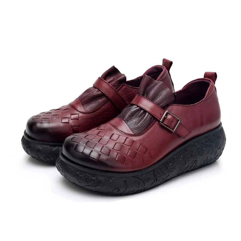 

BEYARNEFlat Platform Woman Shoe Handmade Genuine Leather Flats Soft Comfortable Shoes for Women Ladies ShoesE782