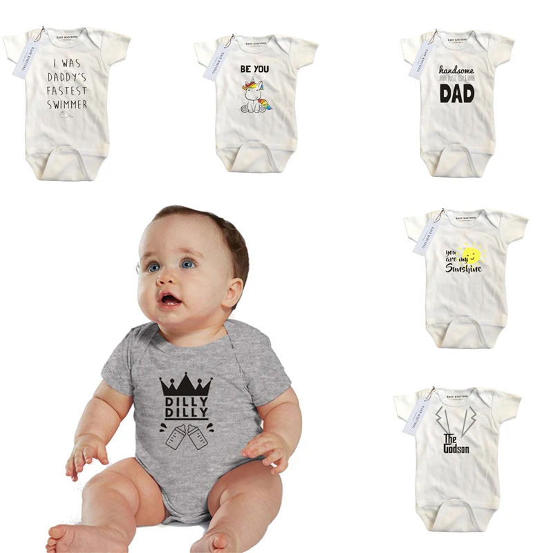 Для маленьких мальчиков девочек Onesie Infant забавные боди Ромпе печатных с